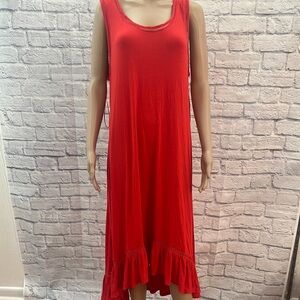 Spense Red Ruffled Scoop Neck Sundress